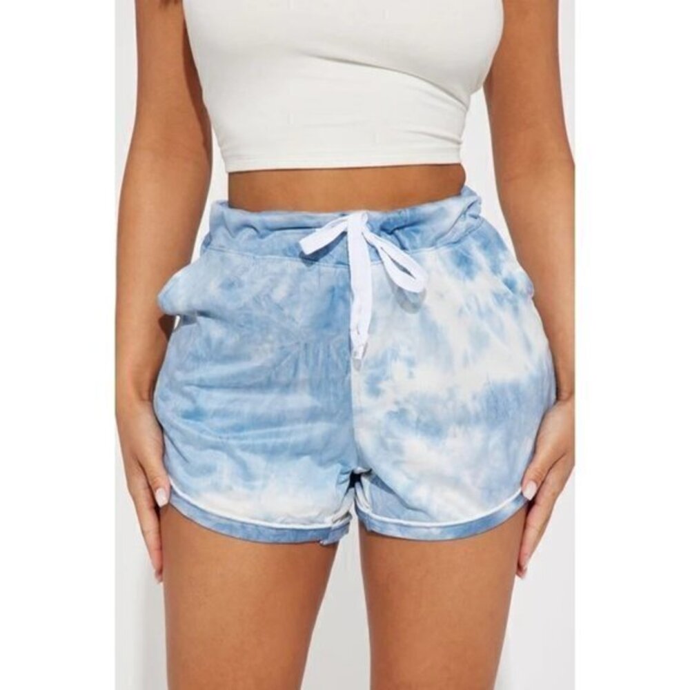 Hello Mello Tie Dye Blue PJ Shorts Size Large‎ RefFNB